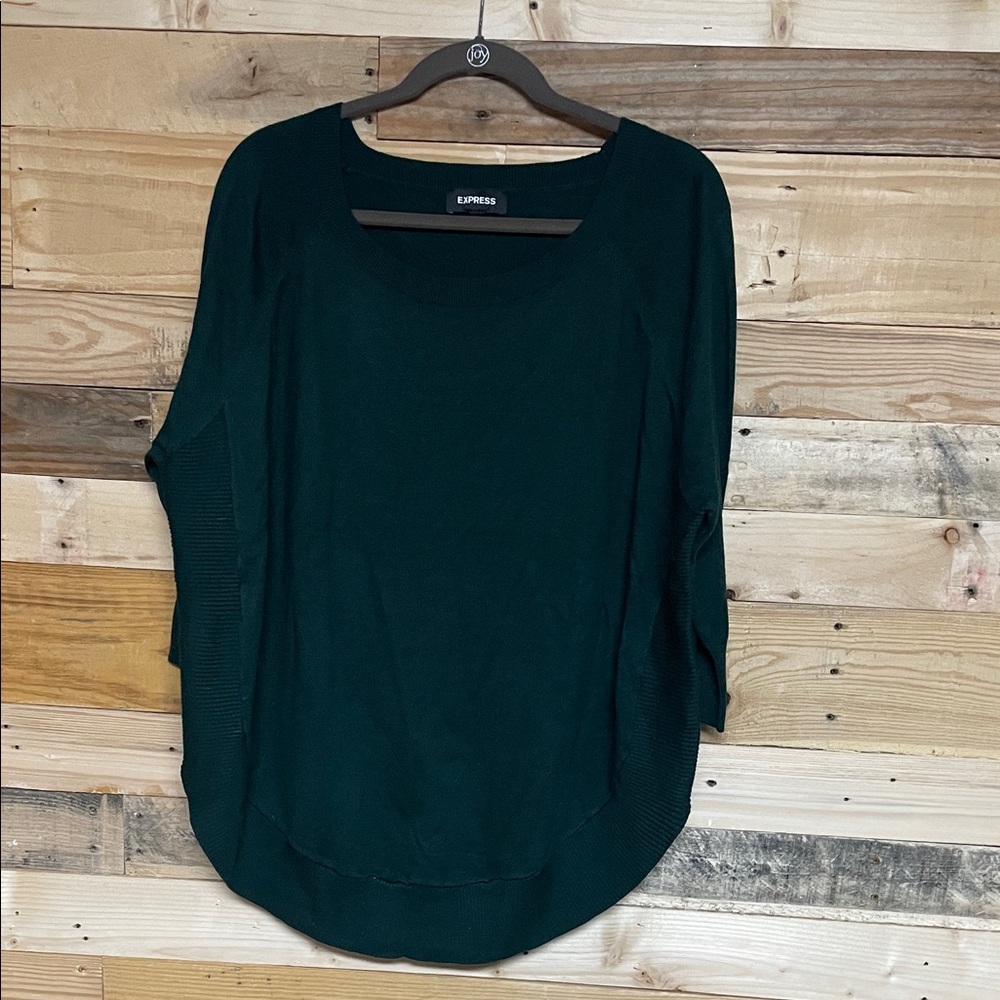 Express size XL Dark Teal Scoop Neck Super Soft Lightweight Sweater-3/4 Sleeves